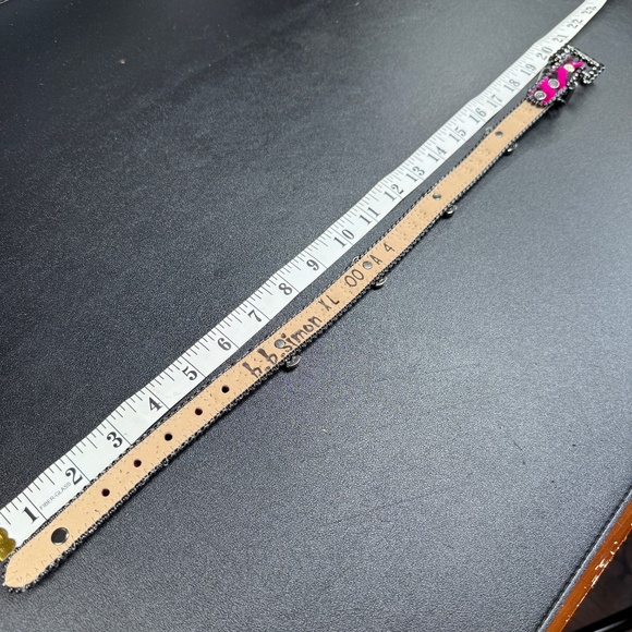 NWOT - Hot Pink and Black b.b. Simon Cross Motif Swarovski Crystal Dog Collar XL - Picture 12 of 12
